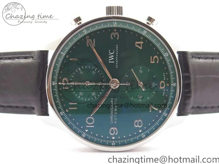 MIROTIME 0410 Elegant Portuguese IW371615 ZF 1:1 Best Edition SS Green Dial on Black Leather Strap A96355 V 7081